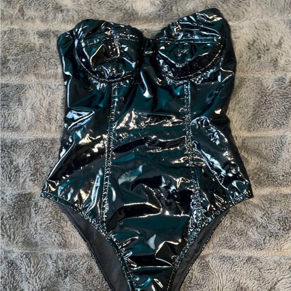 Princess Polly Black Latex Bodysuit